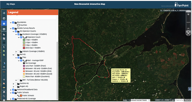 New Brunswick cellular coverage interactive map 